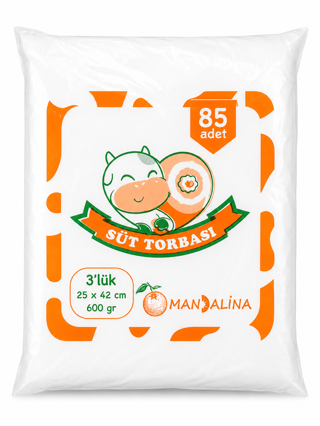 Mandalina 3'lü Süt Torbası 25x42 cm 600 Gr 85 Adet